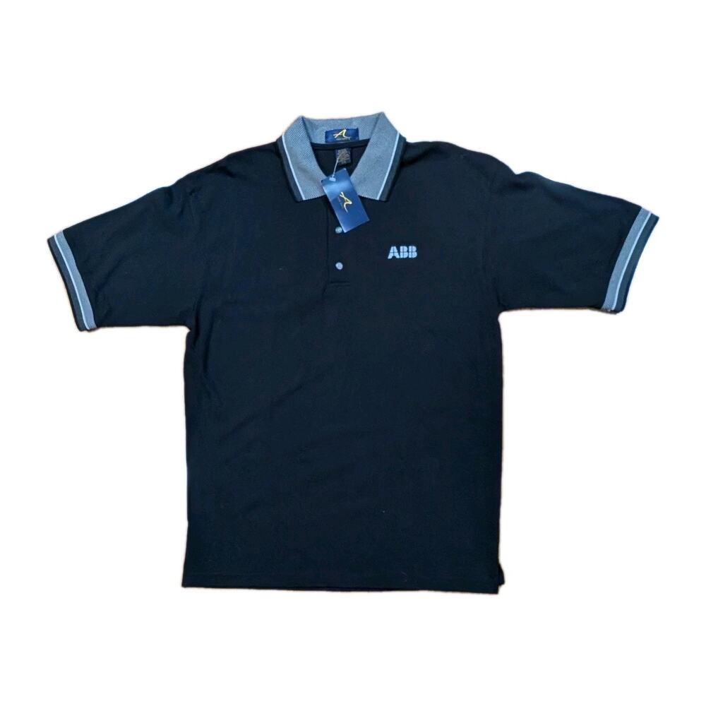 Ash City Men’s Polo Shirt Black NWT 100% Cotton Embroidered Logo Size Large